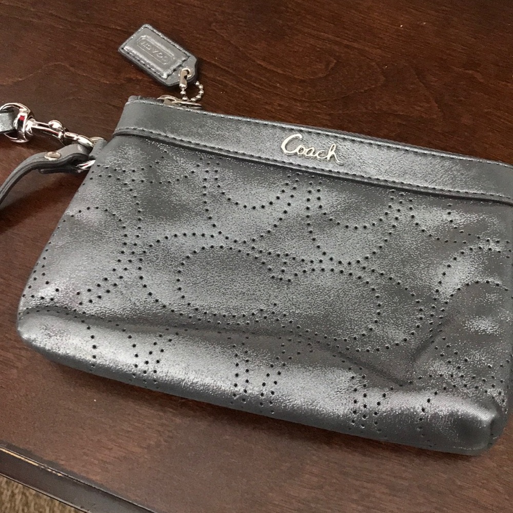 Coach gray wristlet